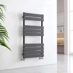EMKE Flat Panel Heated Towel Rail Bathroom Towel Radiator Straight Towel Rail Heating - 950 X 500 Mm Anthracite