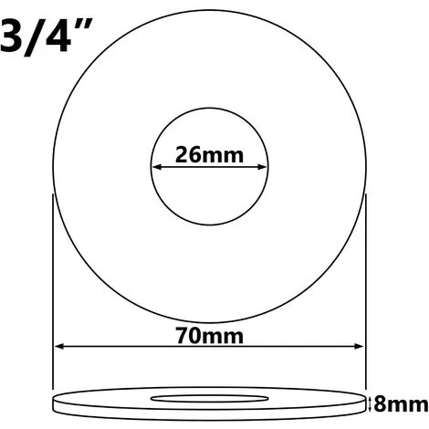 26mm (3/4) Collar Chrome Plated Steel Valve Tall Hole Cover Tap Rose 8mm Height - Image 2