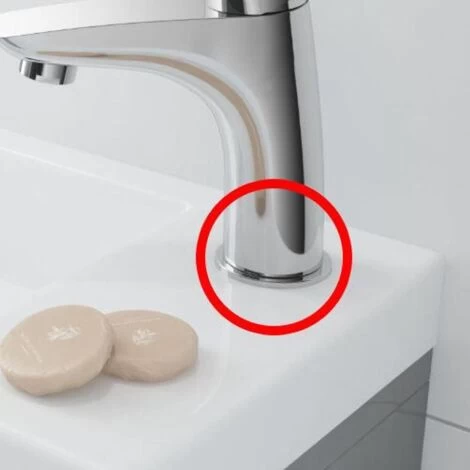 Kitchen Faucet Base Ring + Gasket Under Tap Washer Rosette Chromed Plastic - Image 2