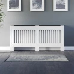 Radiator Cover Large -White Vertical Style