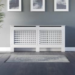 Radiator Cover Large - White Horizontal Style