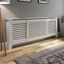 Radiator Cover Adjustable - White Horizontal Style