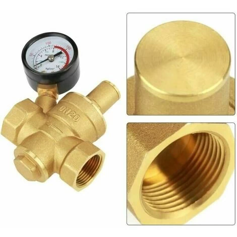 Brass Water Pressure Reducer, DN20 Brass Adjustable Water Pressure Regulator Reducer With Gauge - Image 4