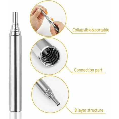 3 Pieces Pocket Bellows Fire Tube Stainless Steel Pocket Survival Blowing Fire Tube Telescopic Tube Starter Fire Tool For Camping Picnic Hiking BBQ - Image 3