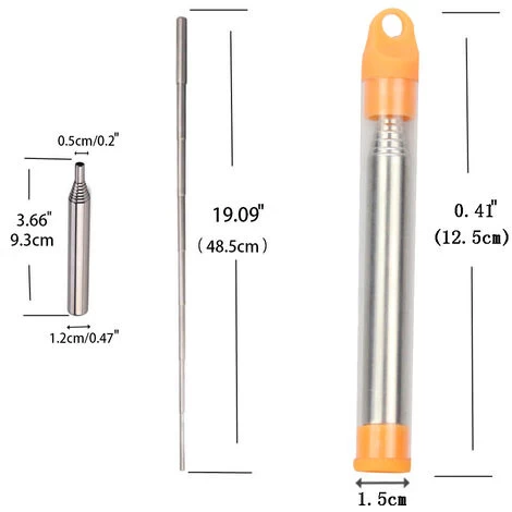 GDRHVFD Stainless Steel Collapsible Campfire Tool Fire Blower Pipe Blowpipe Pocket Bellow Retractable Tube For Picnic Camping Hiking Outdoor Building Fire Tools - Orange - Image 2
