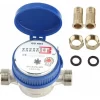 GDRHVFD 1/2" Water Meter Flow Cold Water Meter With Copper Fittings Qn 1.5 M3/H Water Flow Meter For Home And Garden, Antifreeze And Uv Protection