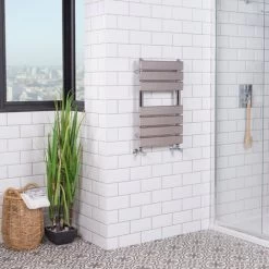 WarmeHaus Juva Chrome Flat Panel Heated Towel Rail 650x400mm