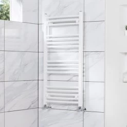 WarmeHaus Fjord Curved Heated Towel Rail White 1000x500mm