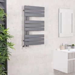 WarmeHaus Kristiansund Designer Flat Heated Towel Rail 824x500mm Sand Grey
