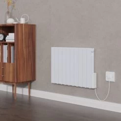 WarmeHaus Bismo White Wall Mounted Oil Filled Electric Radiator 577x937mm 1800W