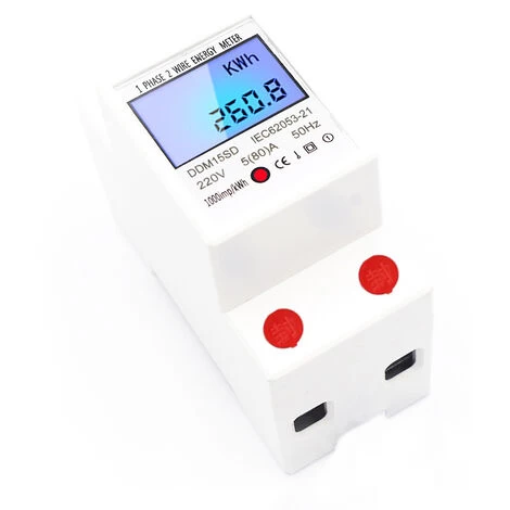 Single Phase Multi-function Rail Type Electric Energy Meter, LCD Backlight Display, 5-80A 220V 50Hz - Image 2