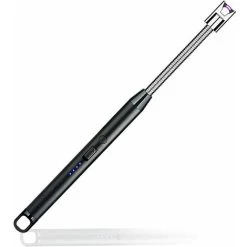 Electric Candle Lighter, USB Rechargeable Electric Lighter Electronic Arc Lighter With 360º Hose Windproof Black Business