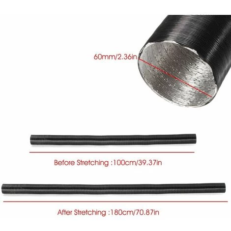 1x 60mm Hot & Cold Air Ducting For Diesel Heater Webasto Dometic - Image 2