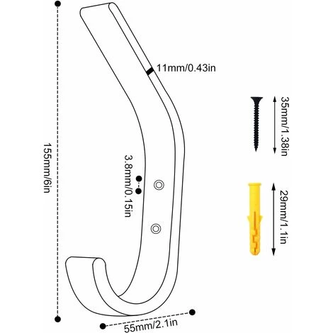 Wooden Coat Hook, 4 Piece 155mm J Shape Coat Hooks, Upgraded Wall Mounted Towel Hooks, Grade A Oak, Hand Polished Surface, Suitable For Kitchen And Bedroom - Image 5