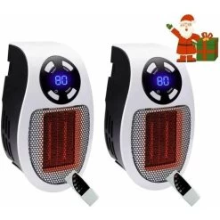 2 Pieces 500 Watt Ceramic Fan Heater Mini Fan Heater Economical Portable Space Heater Plug-In Heater With Thermostat And Timer, For Office, Bedroom, Living Room（white-with Remote Control）