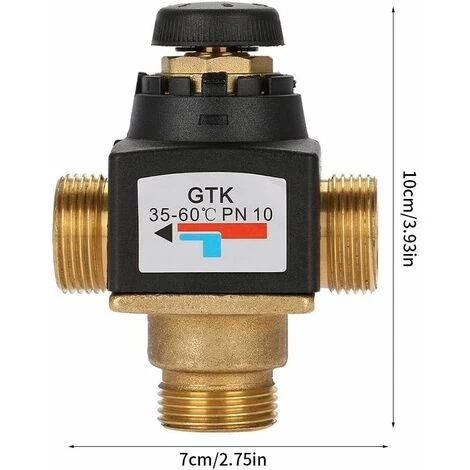 HIASDFLS Vanne De Mélange Thermostatique - Vanne De Mélange Thermostatique En Laiton à Filetage Mâle DN20 à 3 Voies Pour Chauffe-eau Solaire Vannes 3 Voies Thermostatique - Image 2