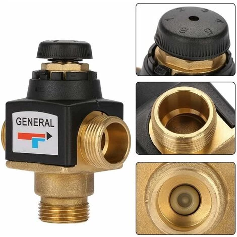 HIASDFLS Vanne De Mélange Thermostatique - Vanne De Mélange Thermostatique En Laiton à Filetage Mâle DN20 à 3 Voies Pour Chauffe-eau Solaire Vannes 3 Voies Thermostatique - Image 4