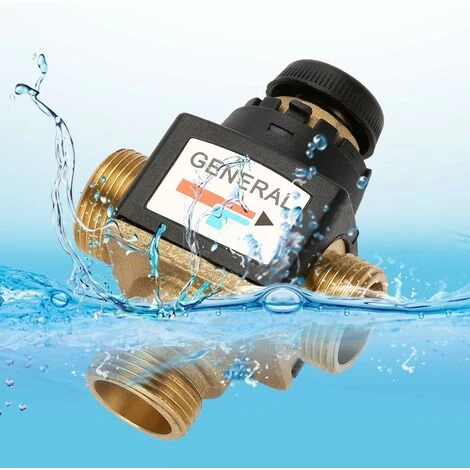HIASDFLS Vanne De Mélange Thermostatique - Vanne De Mélange Thermostatique En Laiton à Filetage Mâle DN20 à 3 Voies Pour Chauffe-eau Solaire Vannes 3 Voies Thermostatique - Image 5