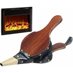 LITZEE Fireplace Blower Vintage Wood Fireplace Blower Indoor Fireplace Blower Wooden Fire Blower 12" X 5" Wood Bellow Blower For Barbecue Fire Outdoor Picnic