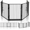 VOUNOT 5 Panel Metal Fire Guard, Hearth Gate, Foldable Grille Extra Wide 300 Cm, Black