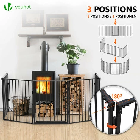 VOUNOT 5 Panel Metal Fire Guard, Hearth Gate, Foldable Grille Extra Wide 300 Cm, Black - Image 2