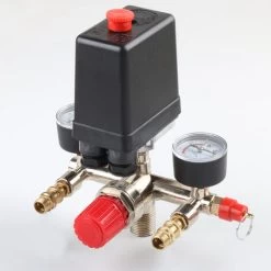 90-125 PSI Air Compressor Pressure Valve Control Switch Regulator With Double Gauges