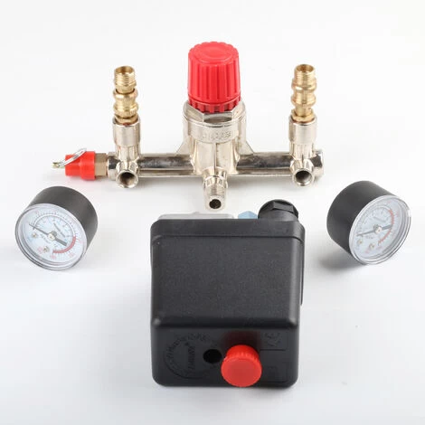 90-125 PSI Air Compressor Pressure Valve Control Switch Regulator With Double Gauges - Image 2