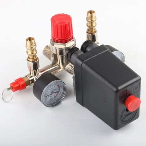 90-125 PSI Air Compressor Pressure Valve Control Switch Regulator With Double Gauges - Image 3
