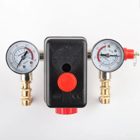 90-125 PSI Air Compressor Pressure Valve Control Switch Regulator With Double Gauges - Image 4