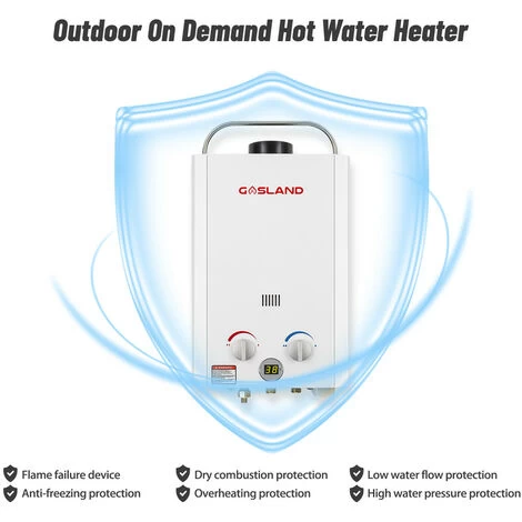 GASLAND Outdoor Tankless Gas Water Heater With Rain Cap, CE Certified BE158 6L Hot Shower System, Portable Instant Water Heater For Camping Road Trip, White - Image 4