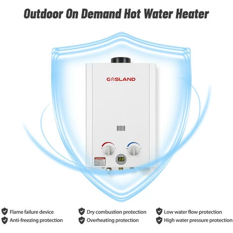 GASLAND Tankless Gas Water Heater, BE264 10L Outdoor Instant Propane Water Heater With Rain Cap, GAR Standard Boat Cabin Camping Hot Shower System, White - Image 3