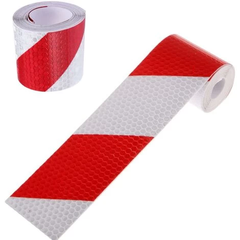 Reflective Tape Reflective Warning Stickers High-strength Self-adhesive Seat Belt Car Trailer Night, Road Facilities Safety Reminder Red And White Reflective Tape - Image 2