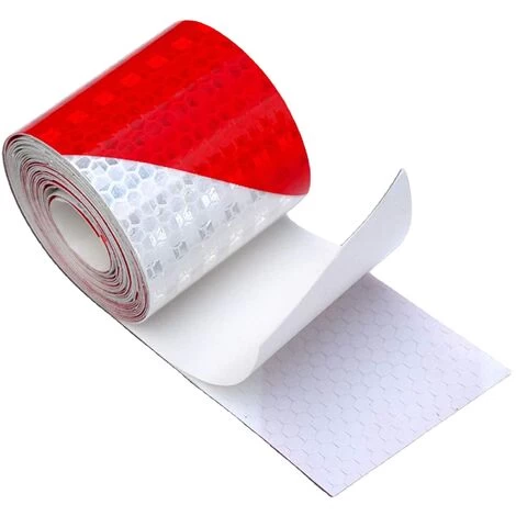 Reflective Tape Reflective Warning Stickers High-strength Self-adhesive Seat Belt Car Trailer Night, Road Facilities Safety Reminder Red And White Reflective Tape - Image 3