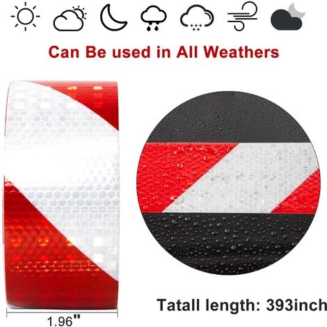 Reflective Tape Reflective Warning Stickers High-strength Self-adhesive Seat Belt Car Trailer Night, Road Facilities Safety Reminder Red And White Reflective Tape - Image 4