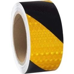 2 PCS Reflective Tape Yellow & Black Waterproof Reflective Tape Self-adhesive Warning Tape Safety Tape-Conspicuous Warning Tape For Vehicles, Cars, Trailers, Outdoors