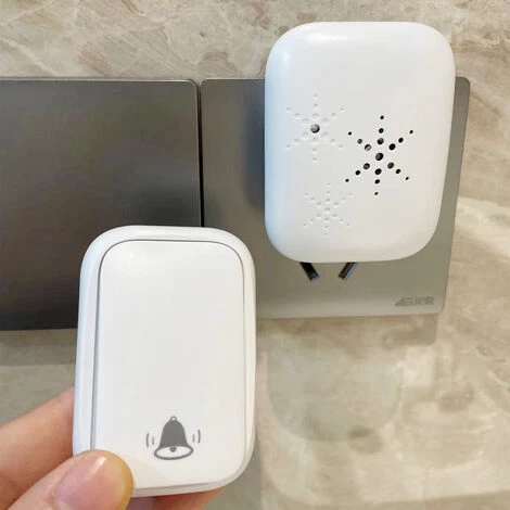 Household Self-generating Wireless Doorbell Waterproof Remote Control Doorbell Pair Code AC Digital Music Doorbell Compact-White - Image 2