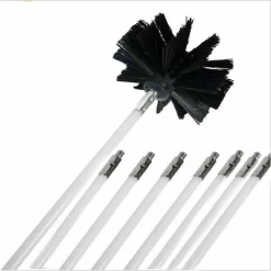 Professional Unlined Duct Sweeping Kit Hedgehog Flat Steel Starting Spring Metal Tips Chimneys Stoves Boilers Gutters Pipes, (40010) Mm6 Rod + 1 Brush Head