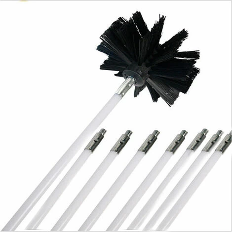 Professional Unlined Duct Sweeping Kit Hedgehog Flat Steel Starting Spring Metal Tips Chimneys Stoves Boilers Gutters Pipes, (40010) Mm6 Rod + 1 Brush Head