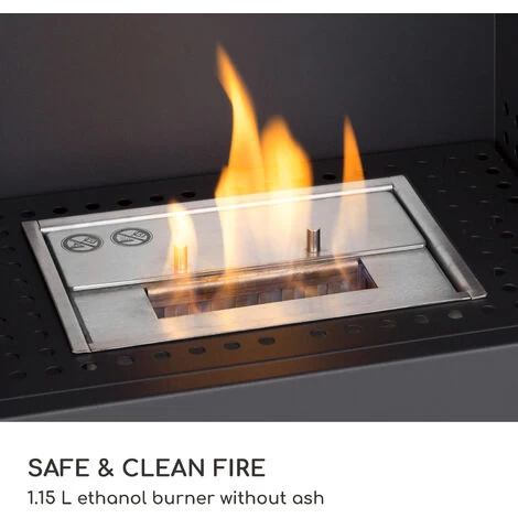 Blumfeldt Fiamme Camino Ethanol Fireplace Stainless Steel Burner 1.15 Litres 4 H Burning Time - Image 3