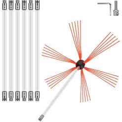 VEVOR Flexible Chimney Sweep Rods 23FT Chimney Cleaning Kit Nylon Sooteater Chimney Cleaning Kit Flexible Brush Head Chimney Sweeping Rods Easy Conn