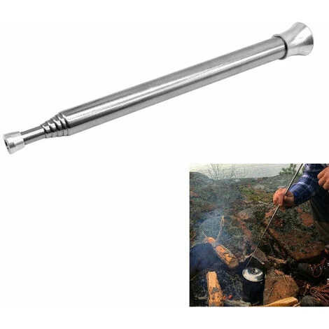 FlkwoH Foldable Outdoor Blowing Fire Tube 6 Sections Stainless Steel Fire Blower Pipe Silver Telescopic Gear Campfire Tool For Camping Travel Fireplace,T-Audace