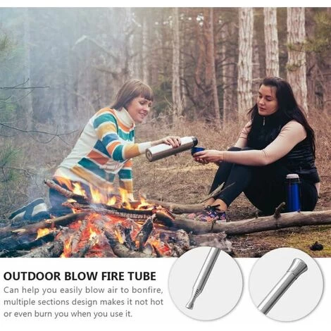 FlkwoH Foldable Outdoor Blowing Fire Tube 6 Sections Stainless Steel Fire Blower Pipe Silver Telescopic Gear Campfire Tool For Camping Travel Fireplace,T-Audace - Image 3