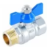 Full Bore Brass Ball Valve, Male X Female Threaded Connection, With Butterfly Handle