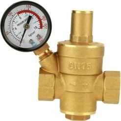 Water Pressure Reducer DN15 Brass Adjustable Water Pressure Reducer With Pressure Gauge For Home Use(1pcs)