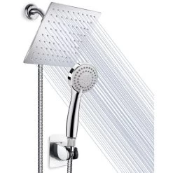 Wall Rainfall Exposed Dual Shower Mixer Bathroom Twin Head