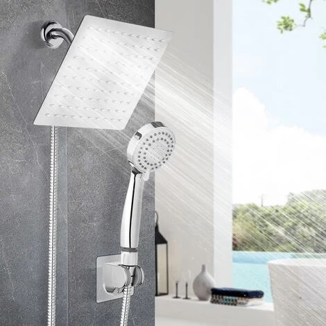 Wall Rainfall Exposed Dual Shower Mixer Bathroom Twin Head - Image 4