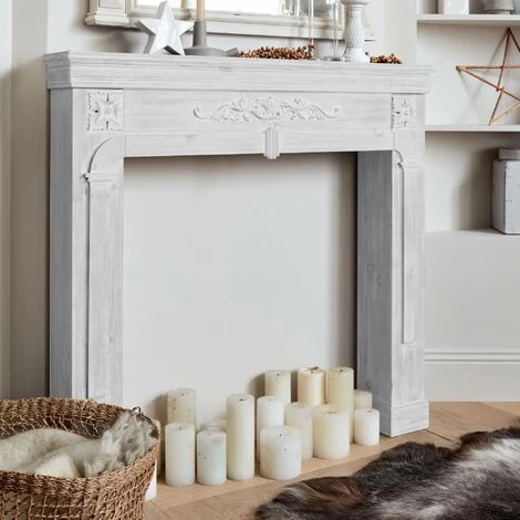 Decorative Fireplace Surround, MDF With Firwood Veneer, 104x17x100cm - Romance - Vintage White - Image 2