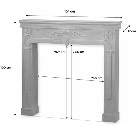 Decorative Fireplace Surround, MDF With Firwood Veneer, 104x17x100cm - Romance - Vintage White - Image 5