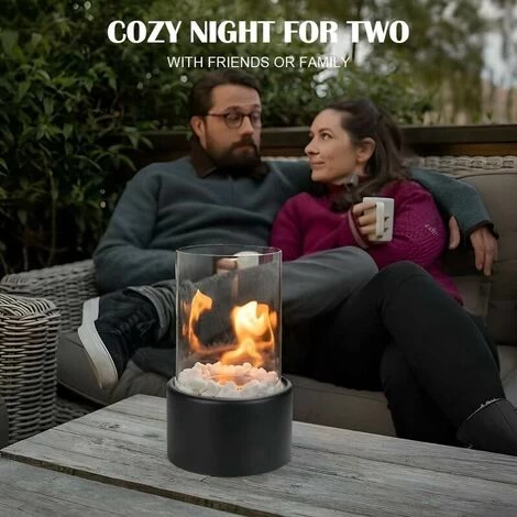 Table Fireplace, Decorative Fireplace Flame Spirit 160x160x270mm White - Image 5