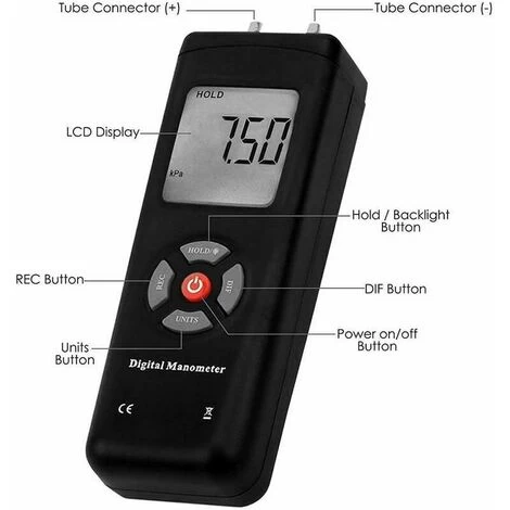 Digital Handheld Pressure Gauge, Gas Differential Pressure Gauge, Pressure Gauge Tester, Pressure Gauge, Electronic Pressure Gauge Control - Image 5